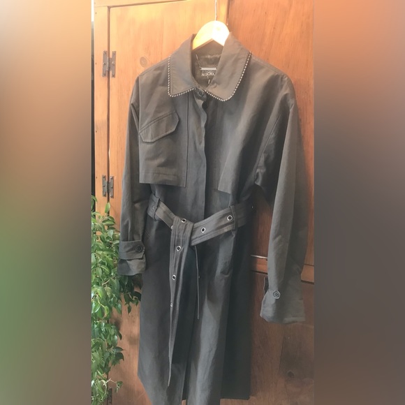 Badgley Mischka  Long Grey Trench Coat - Size Small - Picture 1 of 7